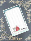 Personalized Winter Barn Notepad, Deer and Cardinals