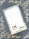 Personalized Snowman Face, Winter, Holiday, Christmas, Notepad Stationery