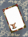 Personalized Moose, Holiday Moose, Christmas, Winter, Red Plaid, Notepad Stationery