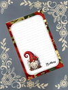 Personalized Poinsettia Gnome, Christmas, Winter, Holiday, Notepad Stationery