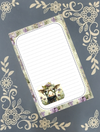 Personalized Cow in Glasses with Purple Wildflowers Notepad Stationery