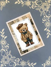 10-pack bundle of rustic bear themed masculine greeting cards with 10 matching white envelopes on a wood grain background.