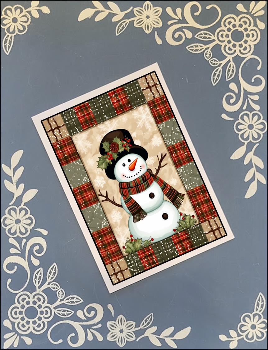 Christmas Snowman Greeting Card Bundle | 10 Pack with Envelopes