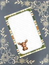 Personalized Moose, Brown & Green Plaid, Winter, Notepad Stationery