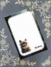 Personalized Grumpy Cat, Ragdoll Cat on Park Bench, Notepad Stationery