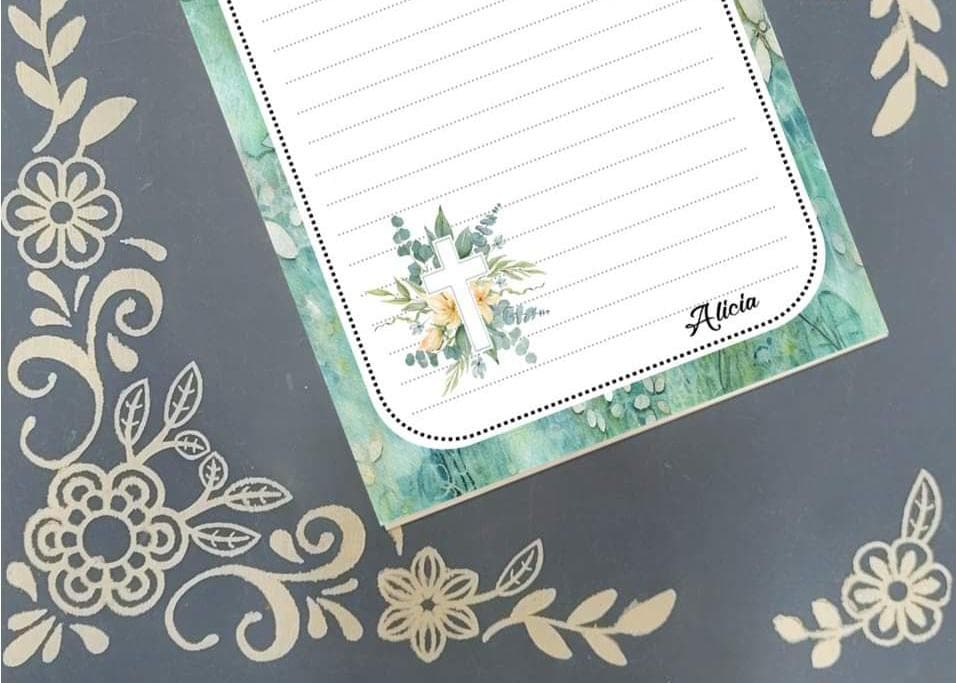 Personalized Cross, Religious, Notepad Stationery