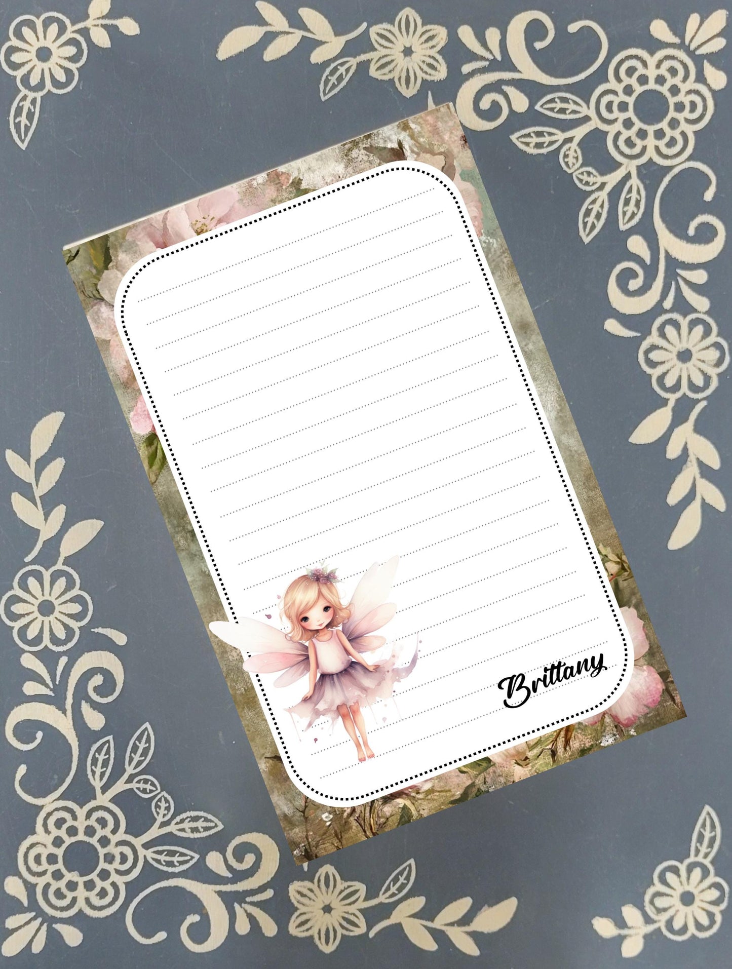 Personalized Spring Fairy Pink, Autumn, Notepad Stationery