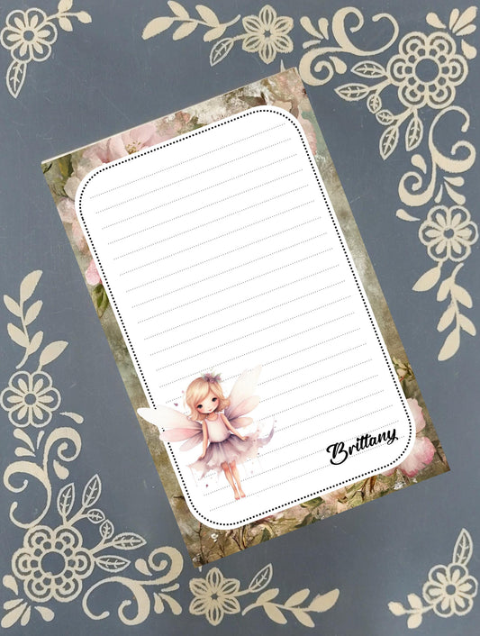 Personalized Spring Fairy Pink, Autumn, Notepad Stationery