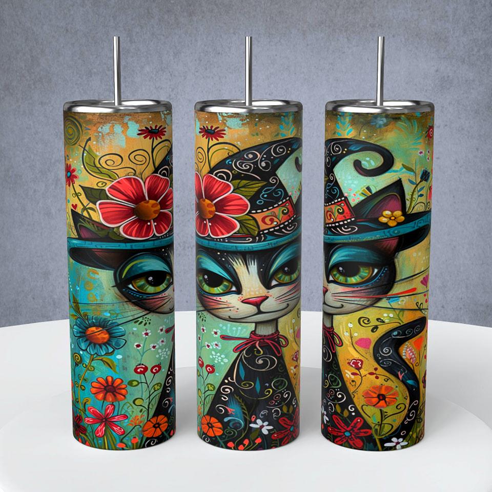 Cat, Black Cat with a Hat Mug or Tumbler