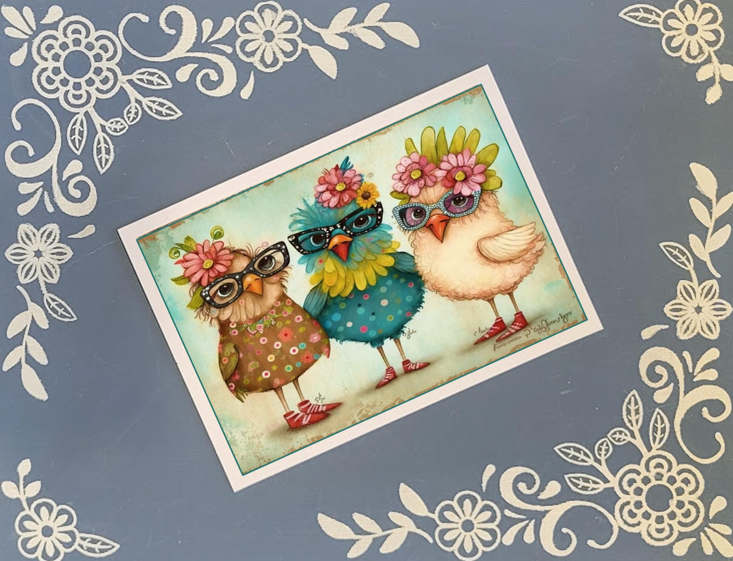 Fancy Chickens, Greeting Card Bundle, 5x7 with Envelopes