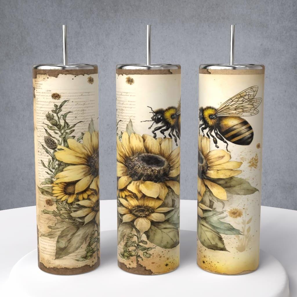 Bee & Sunflower Coffee Mug or Insulated Tumbler | Nature Gift