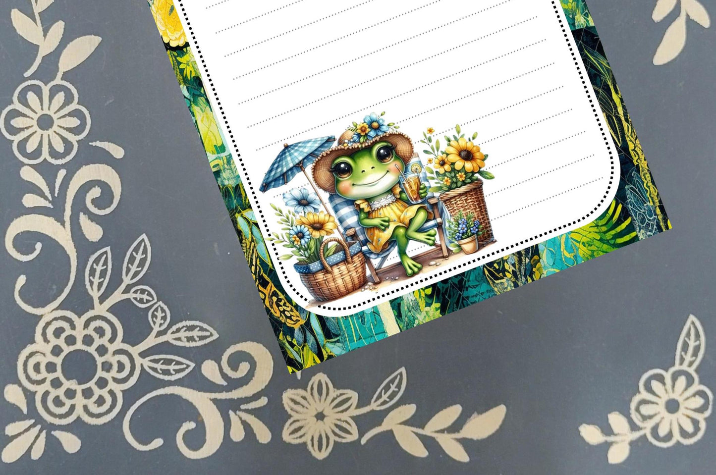 Personalized Frog Umbrella Notepad | Cute Whimsical Stationery
