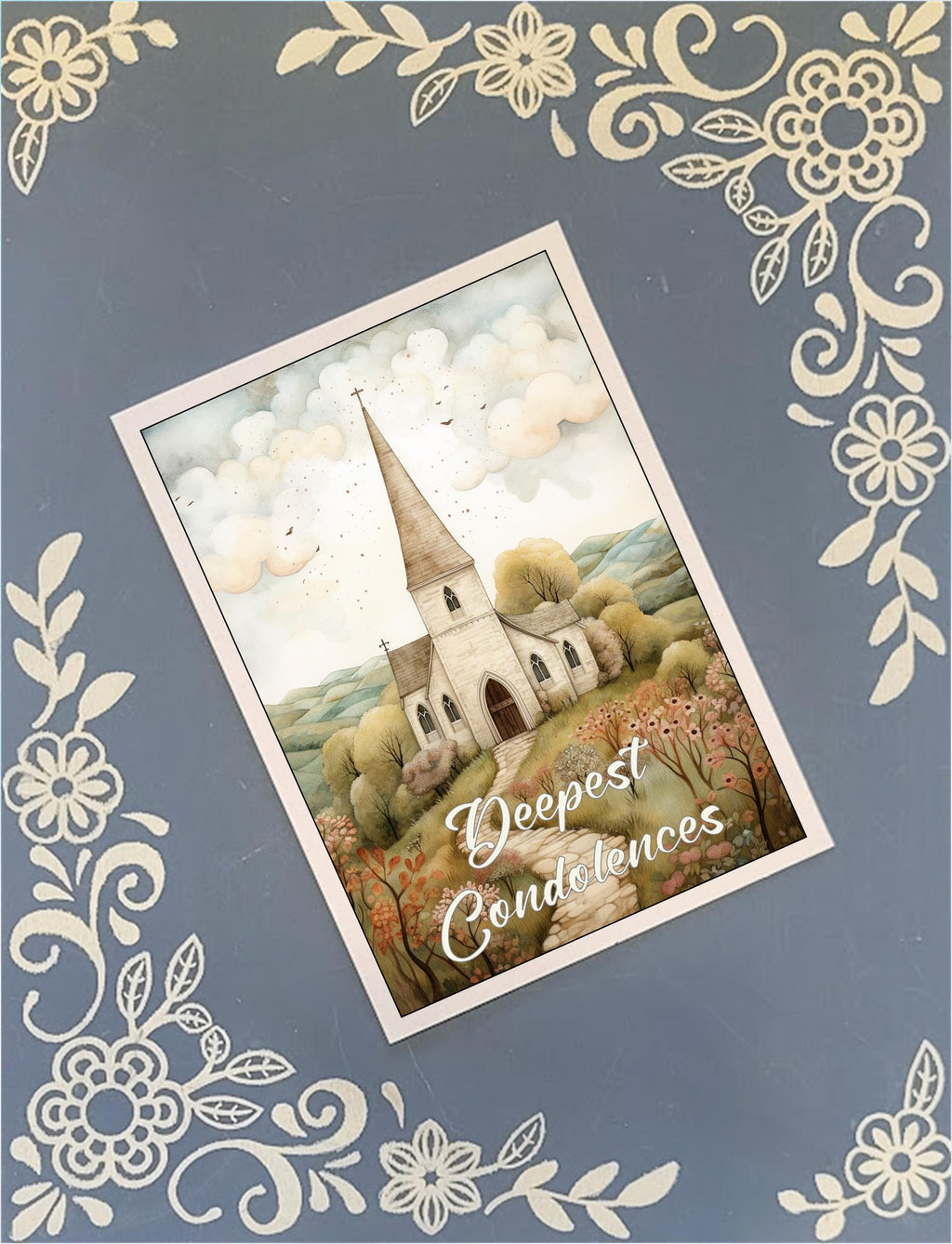 Deepest Condolences, Churches, Greeting Card Bundle, 5x7 with Envelopes