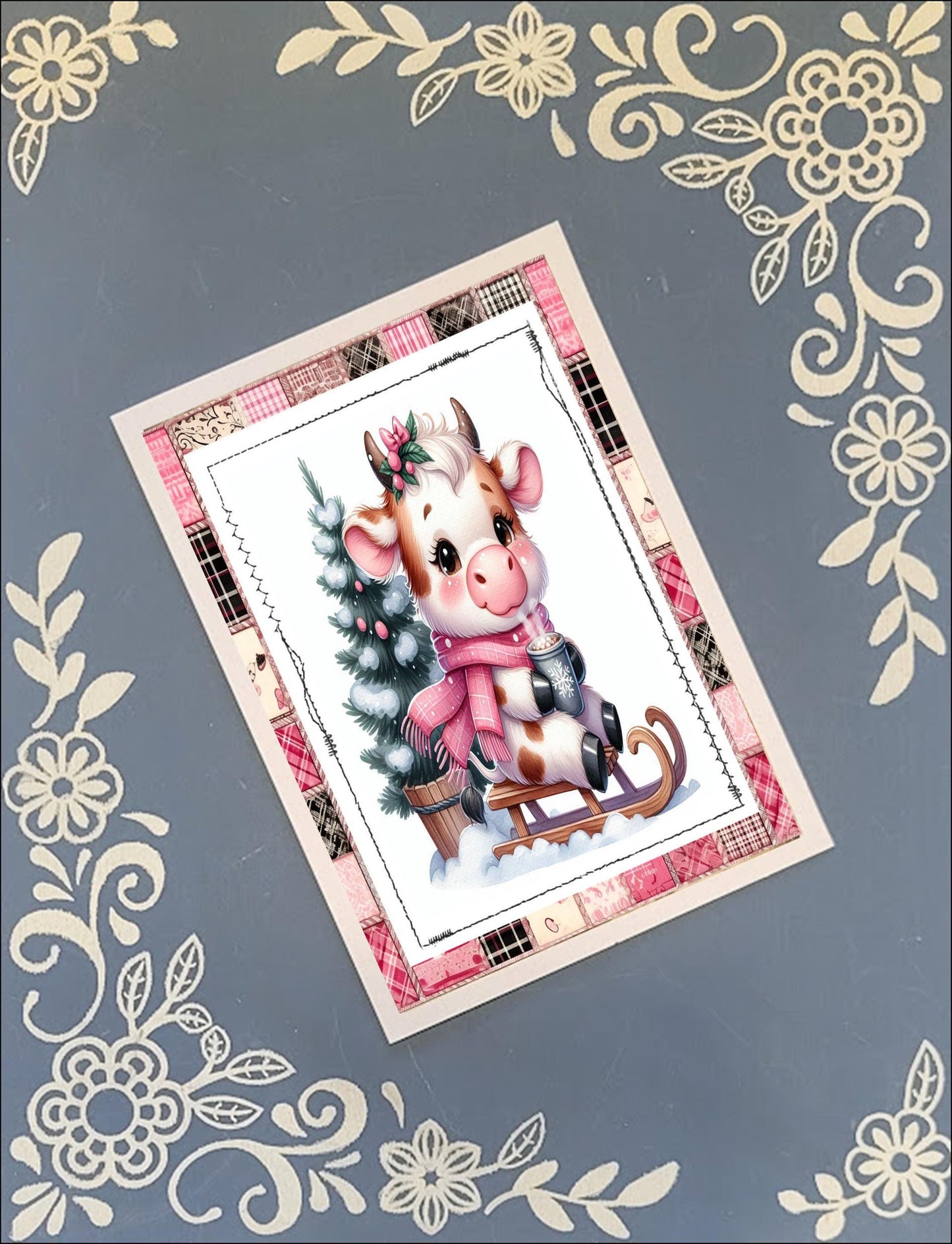 Christmas, Winter Animals on Sleds, Greeting Card Bundle