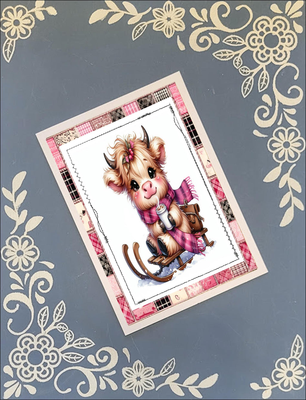 Christmas, Winter Animals on Sleds, Greeting Card Bundle