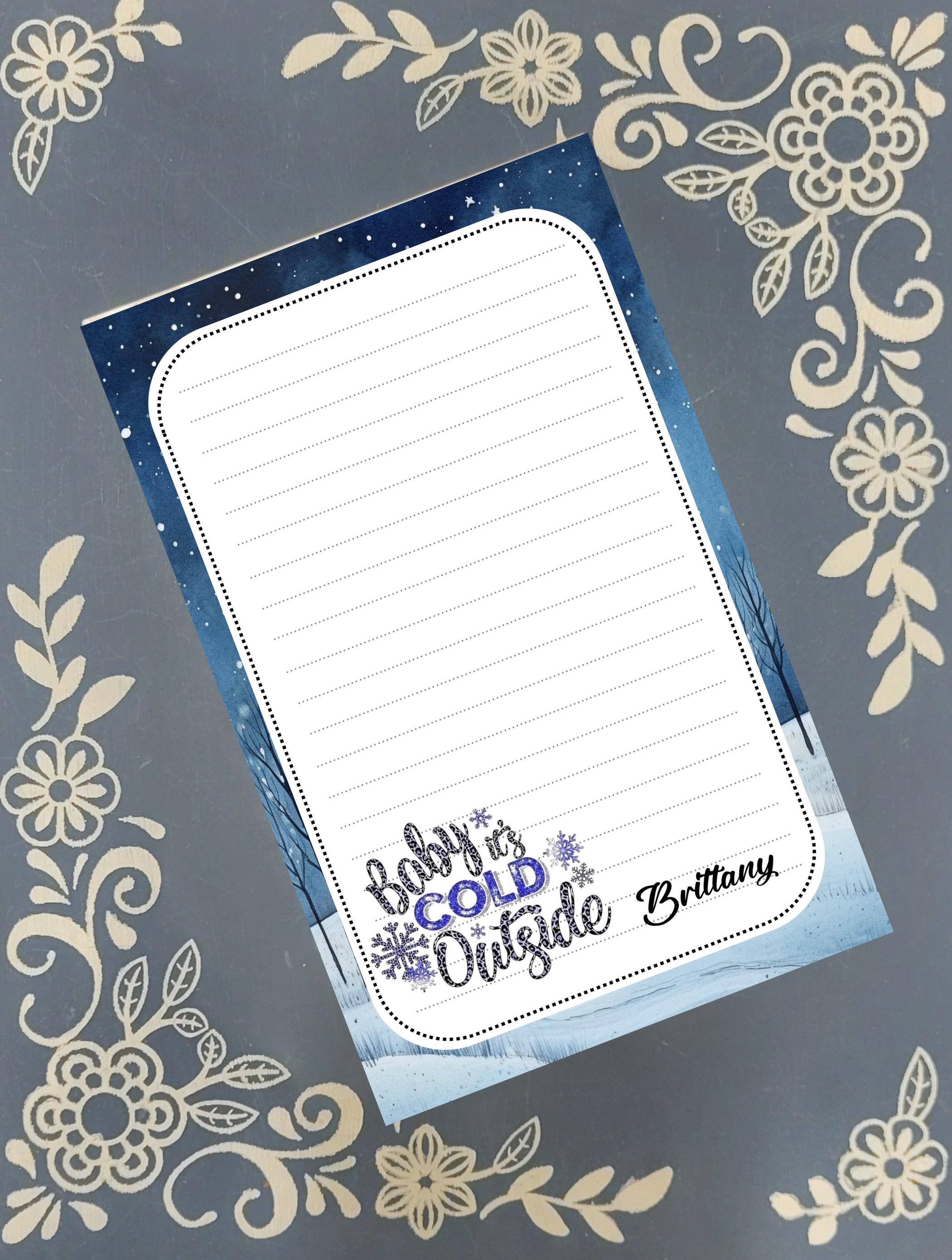 Personalized Baby It's Cold Outside, winter, snow, Notepad Stationery