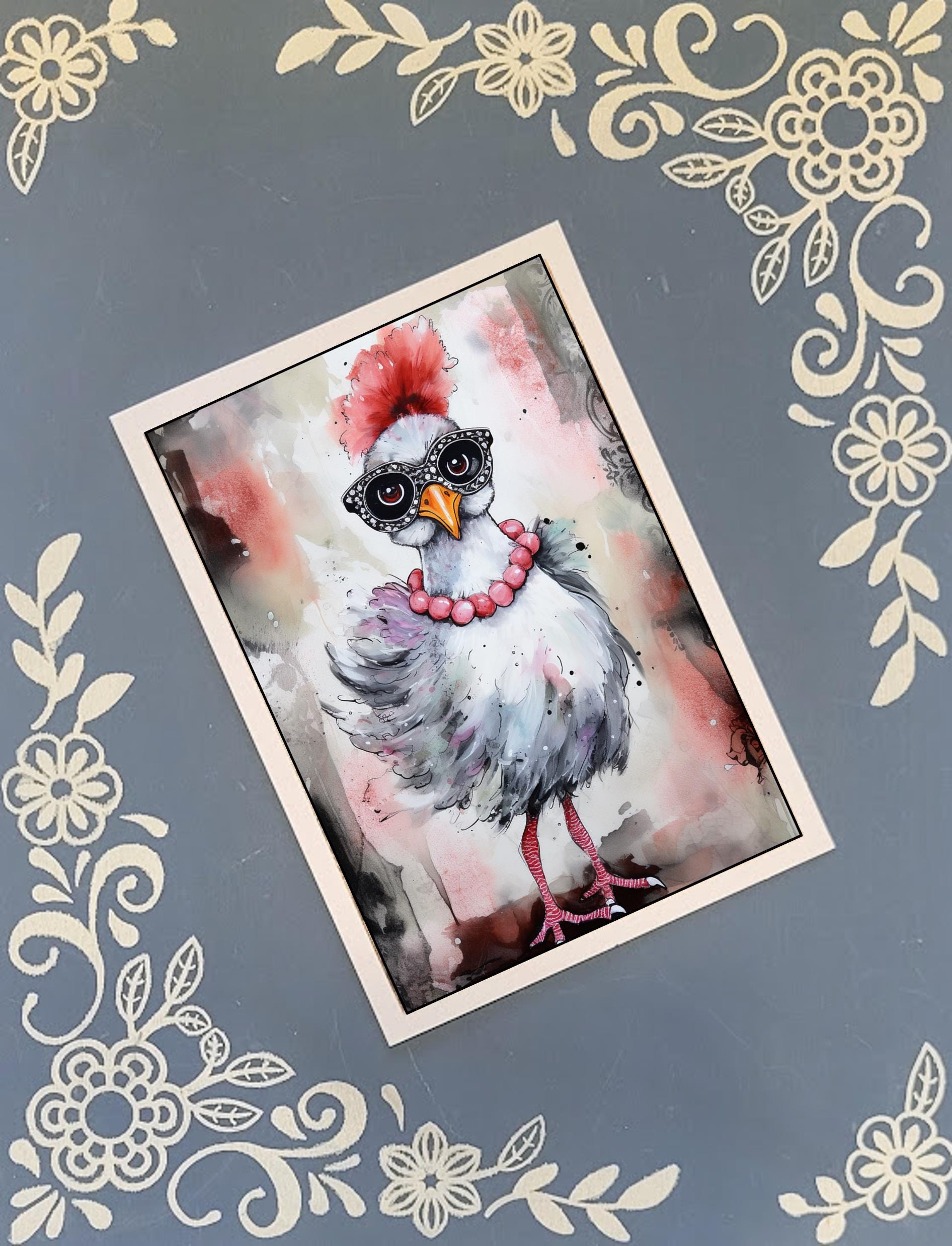 Chicken Greeting Card Bundle, Snail Mail Stationery, 5x7 with Envelopes