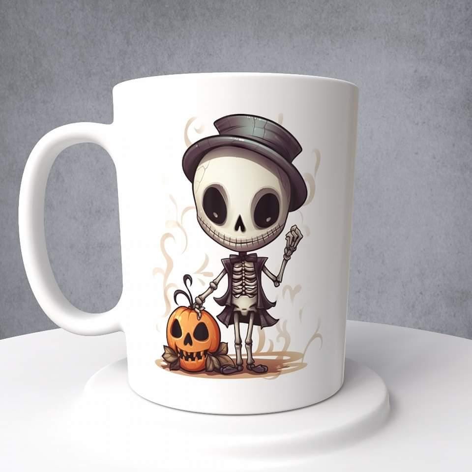 Skeleton with a Pumpkin Mug or Tumbler