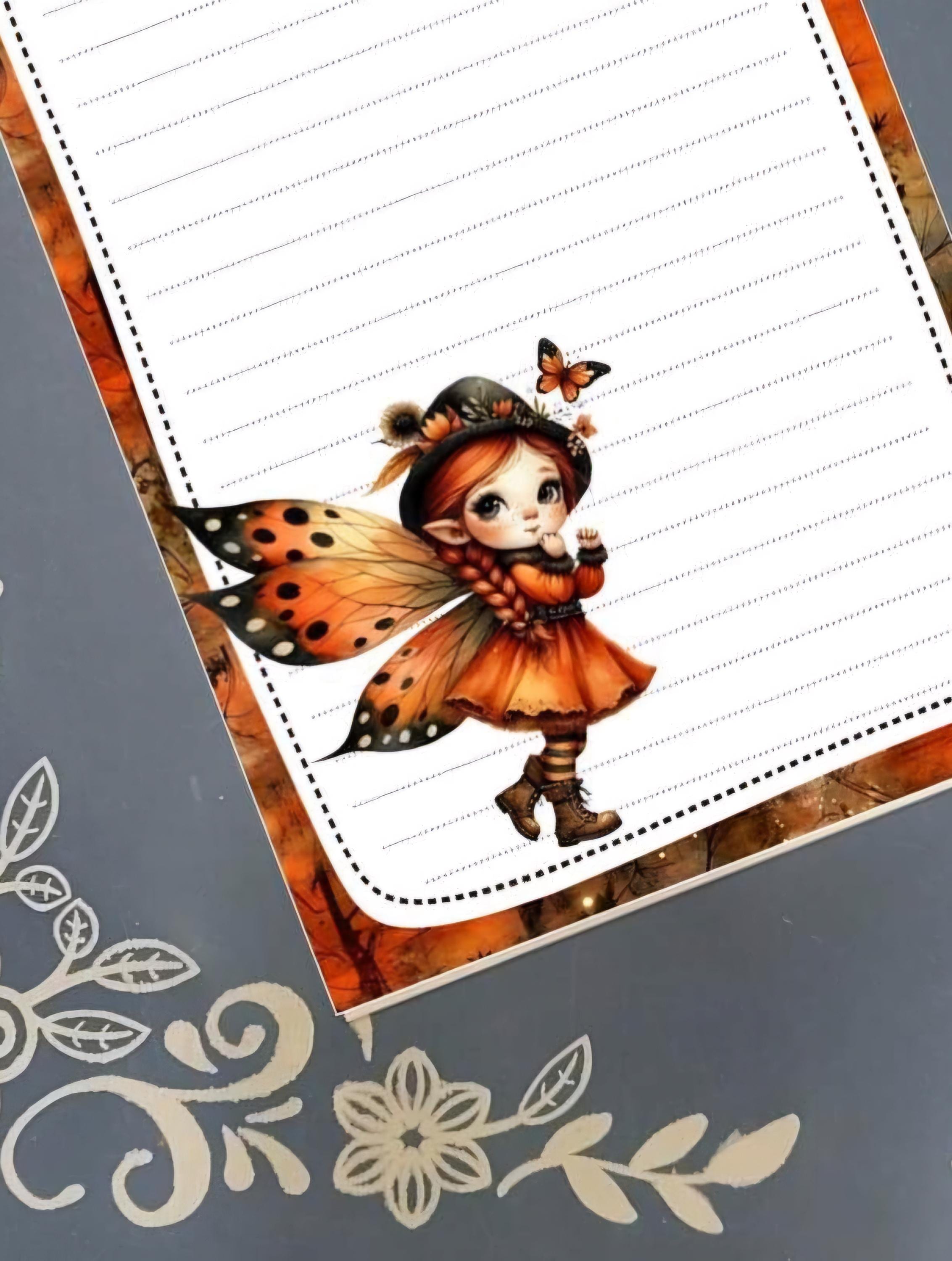 Personalized Fairy, Autumn Fall Fairy Notepad Stationery