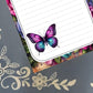 Personalized Butterfly Purple & Teal with Flowers, Notepad Stationery