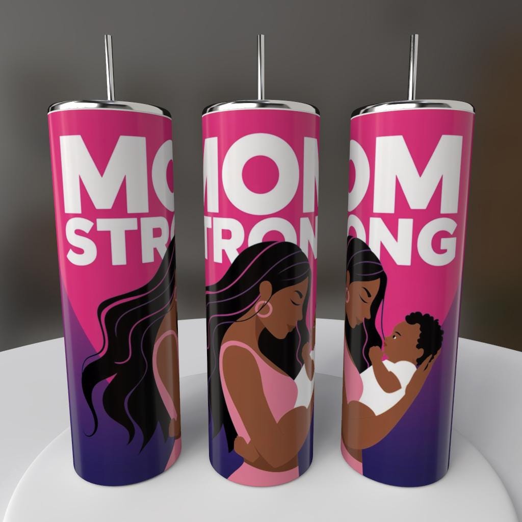 Mom Strong, Choose Hair Color & Skin Tone, Mug or Tumbler