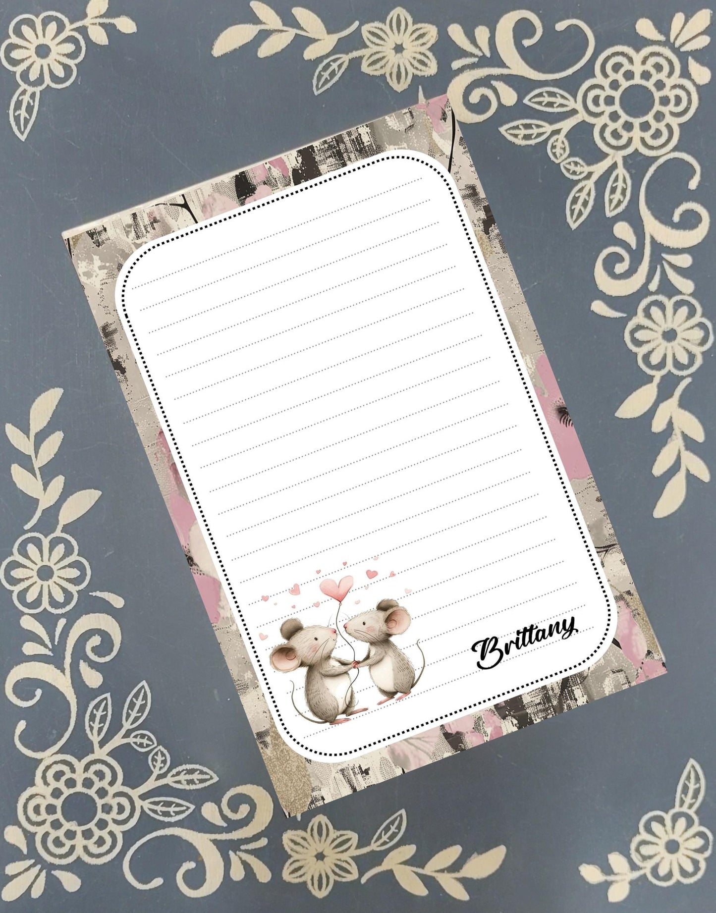 Personalized Valentine's, Will You Be Mine Mice, Love, Notepad Stationery