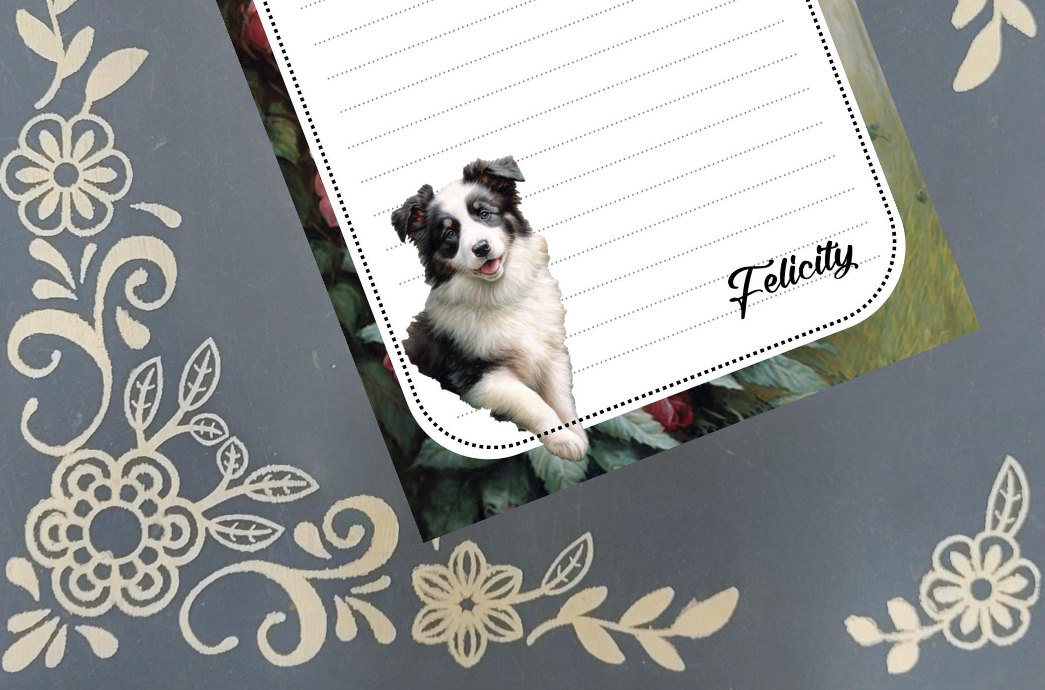 Personalized Dog, Border Collie, Notepad Stationery
