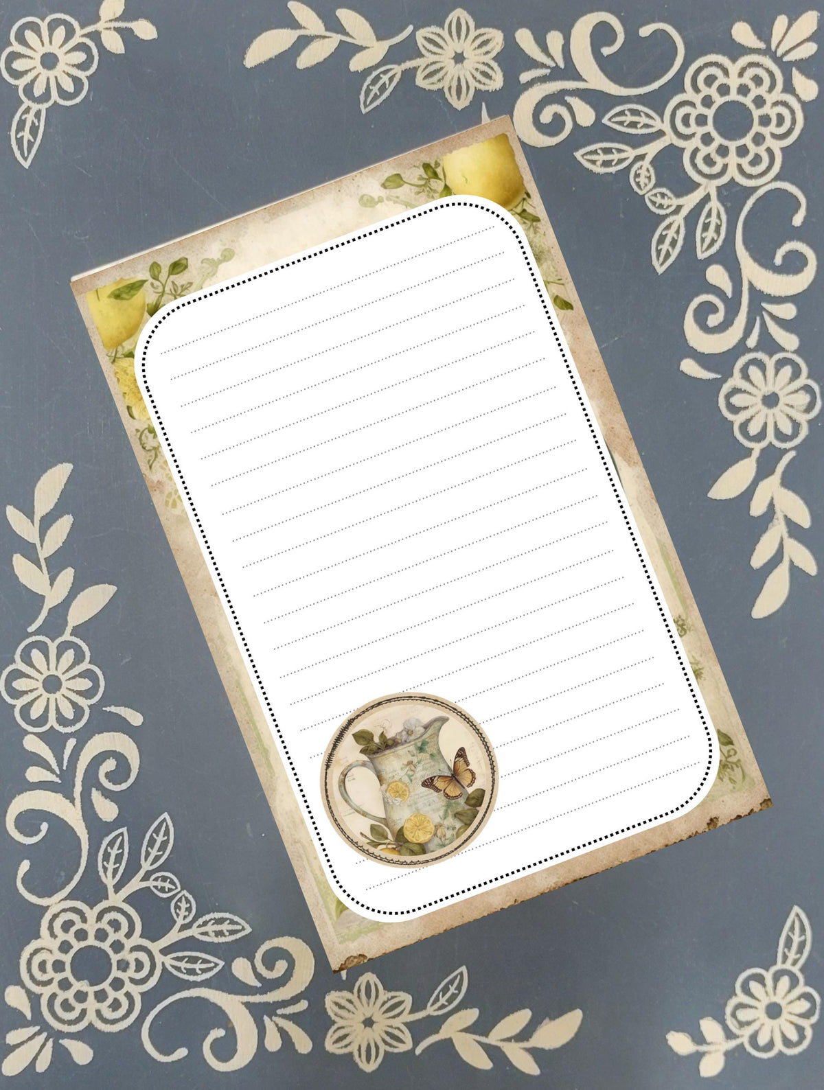 Personalized Lemonade Pitcher with Butterfly, Notepad Stationery