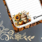 Personalized Coffee Pumpkin Spice Latte with Sunflower and Pumpkin, Fall Autumn Notepad Stationery