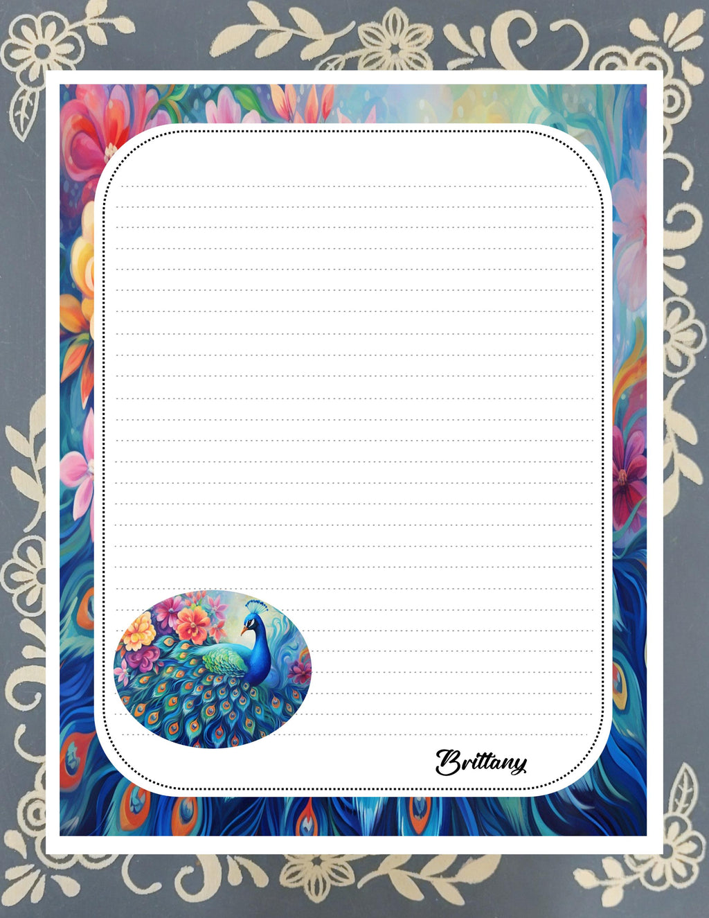 Personalized Peacock, Stationery Kit, Letter Writing Set, Snail Mail, Pen Pal