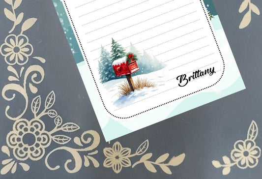 Personalized Red Winter Mailbox, Letters to Santa, Christmas Mail, Christmas, Holiday, Notepad Stationery