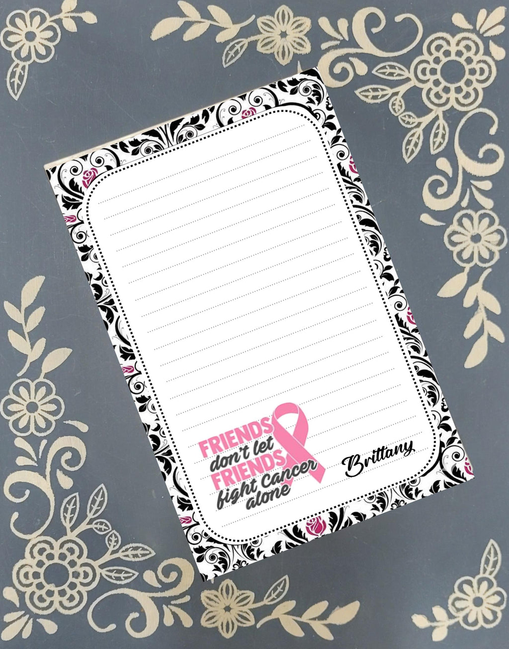 Personalized Cancer Awareness, October Pink, Notepad Stationery