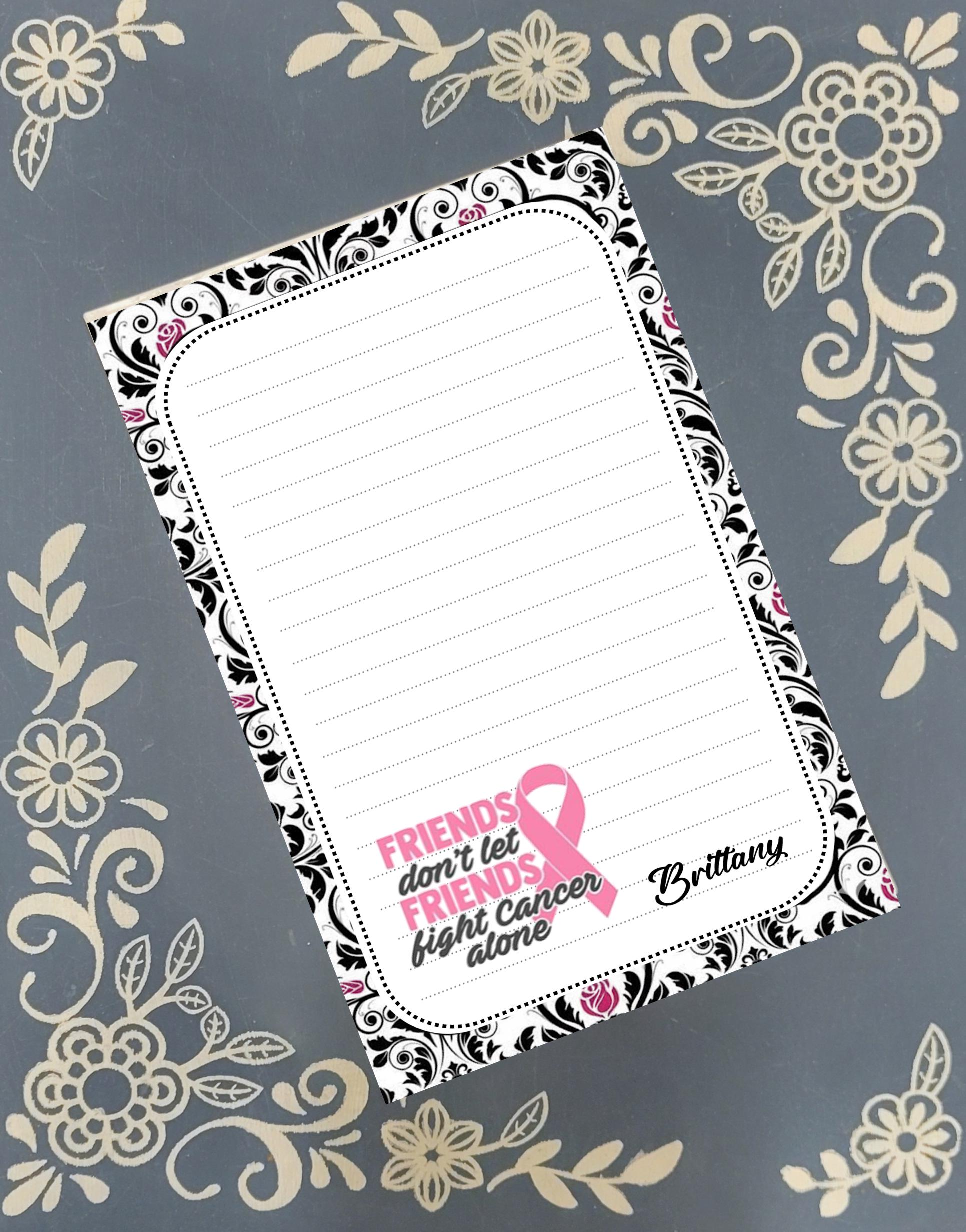 Personalized Cancer Awareness, October Pink, Notepad Stationery