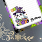 Personalized Boo, Ghost in a Witch Hat with a Potion Bottle, Halloween Flowers, Notepad Stationery