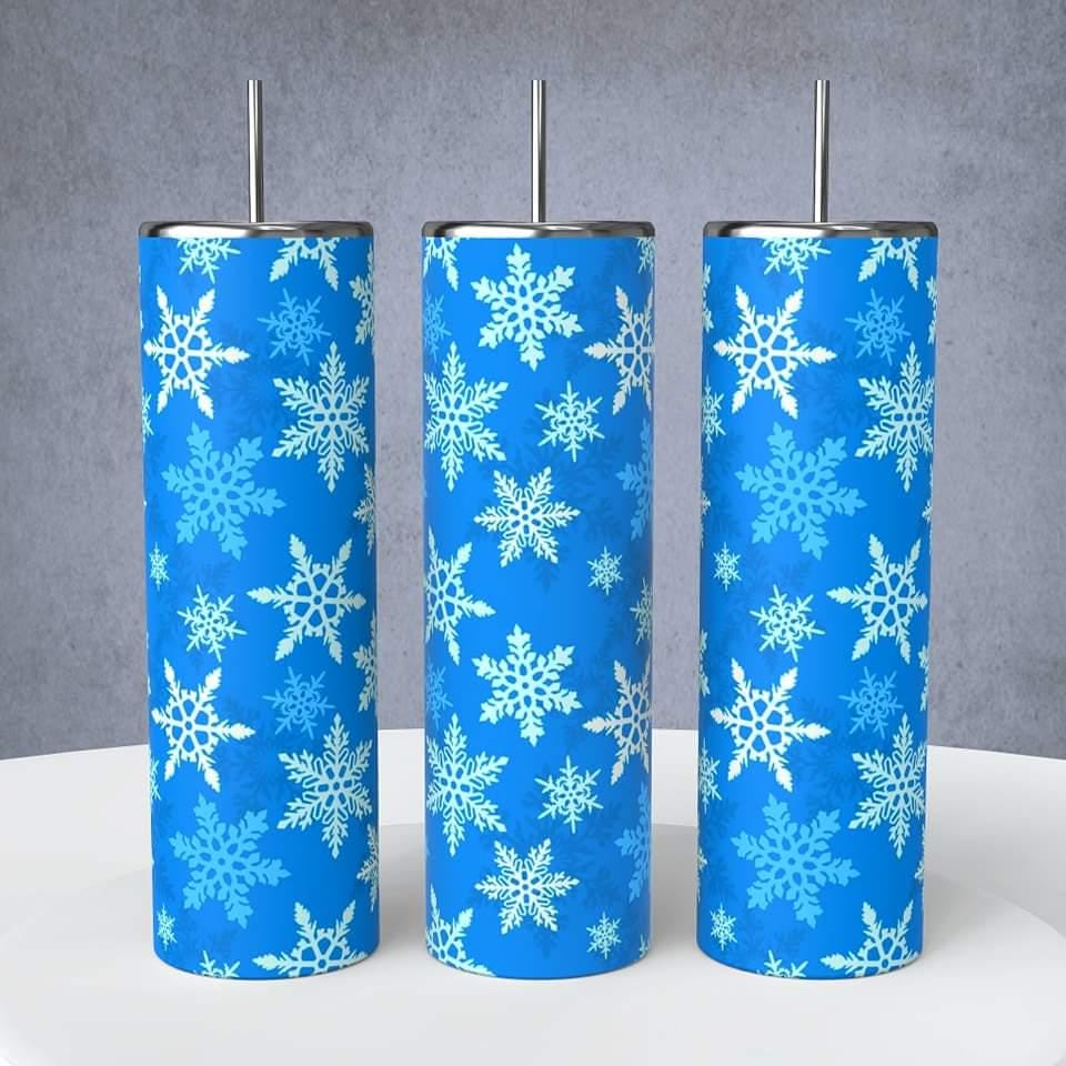 Snowflakes, Blue, Mug or Tumbler