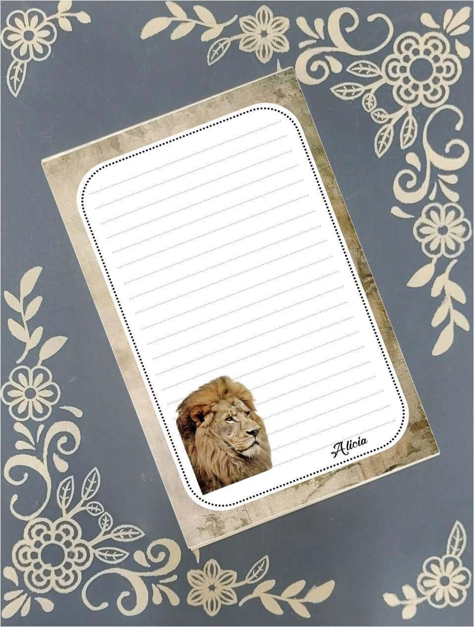 Personalized Lion, Notepad Stationery