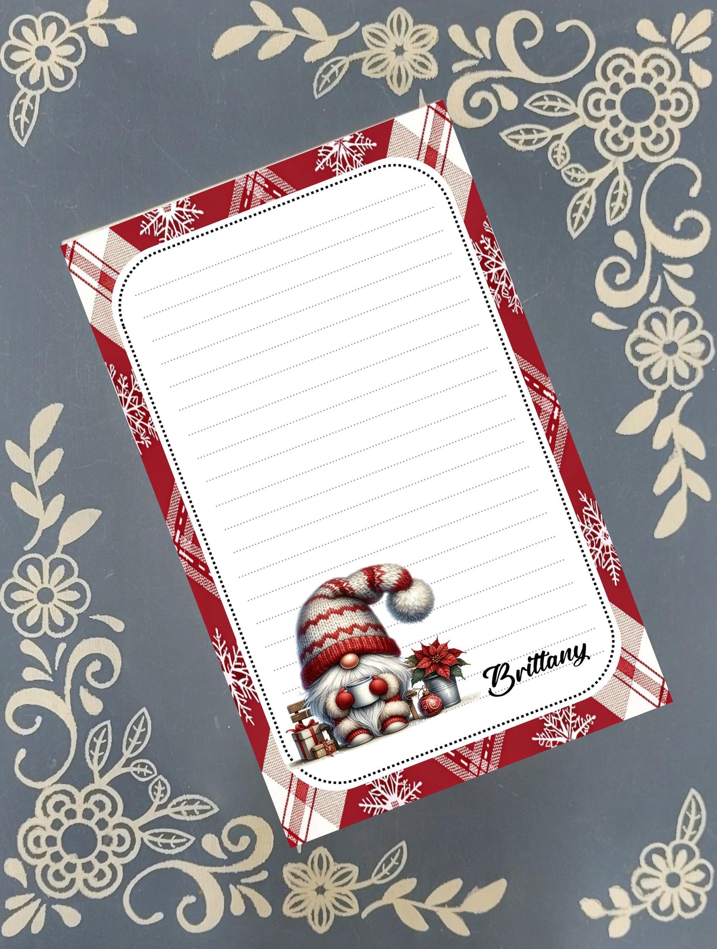 Personalized Winter Gnome Notepad | Custom Cozy Gnome Design