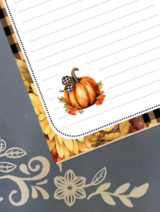 Personalized Pumpkin, Autumn Fall Notepad Stationery