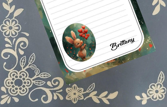 Personalized Valentine's, Some Bunny Loves You, Love, Notepad Stationery