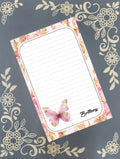 Personalized Butterfly Floral, Pink and Gold, Notepad Stationery