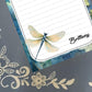 Personalized Dragonfly, Blue Floral, Notepad Stationery
