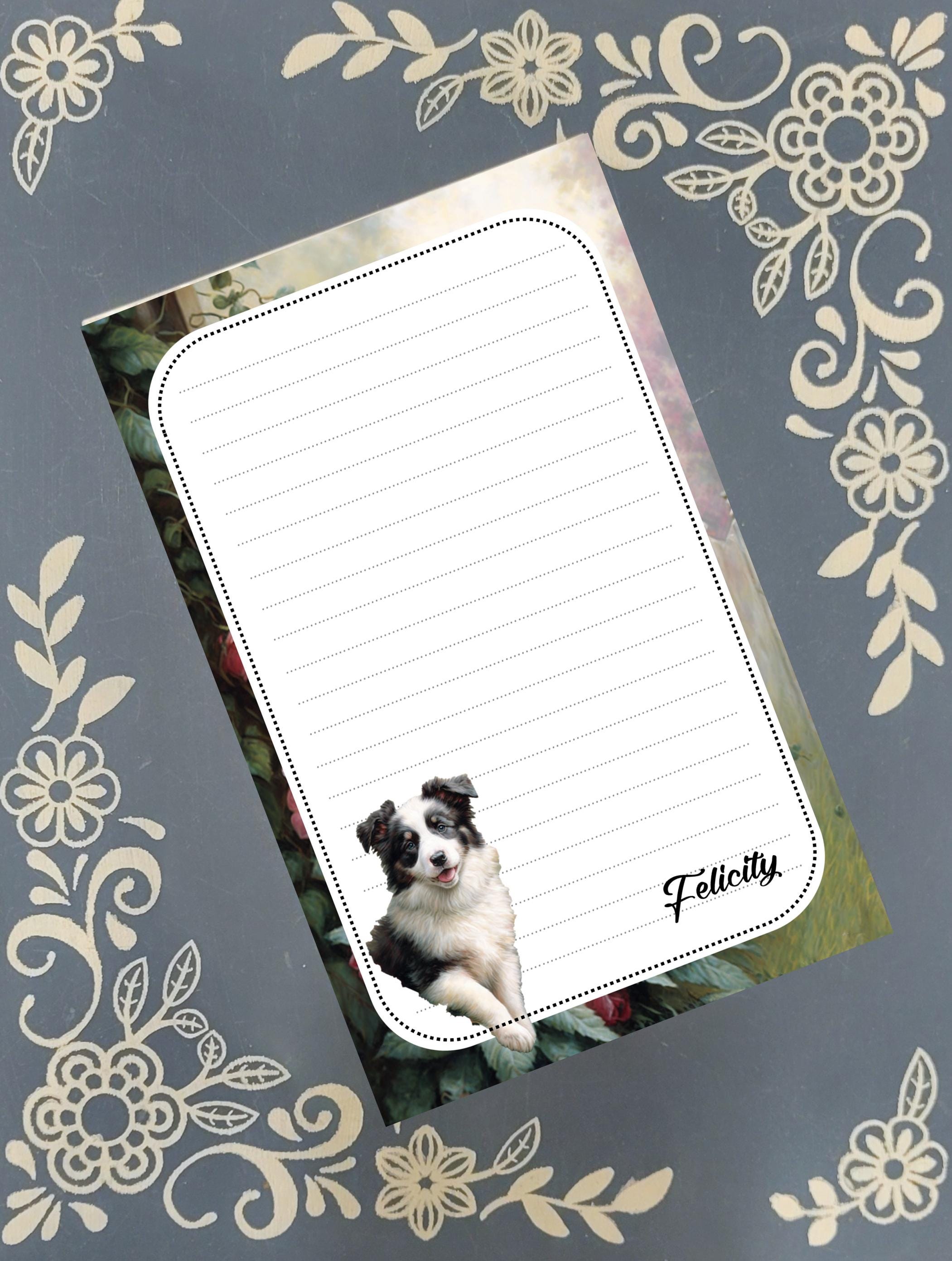 Personalized Dog, Border Collie, Notepad Stationery