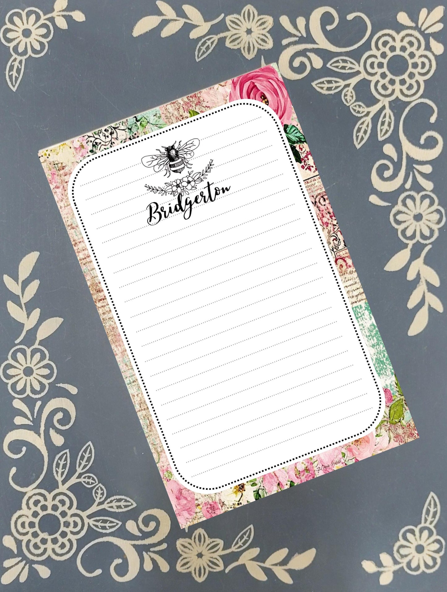 Personalized Bee, Literary Regency Era, Notepad Stationery