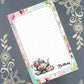 Personalized Blue Teapot with Pink Roses, Notepad Stationery
