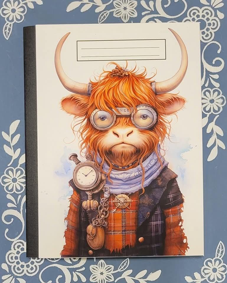 Cow, Highland Cow, Covered Notebook