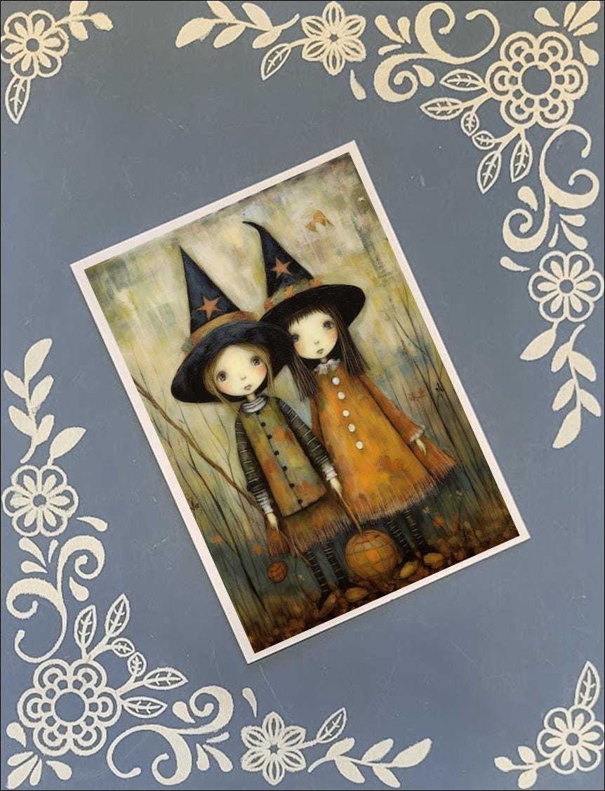 Witches Greeting Card Bundle, Halloween, 5x7 with Envelopes