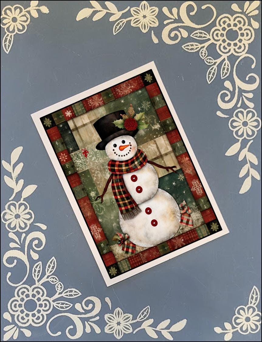 Christmas Snowman Greeting Card Bundle | 10 Pack with Envelopes