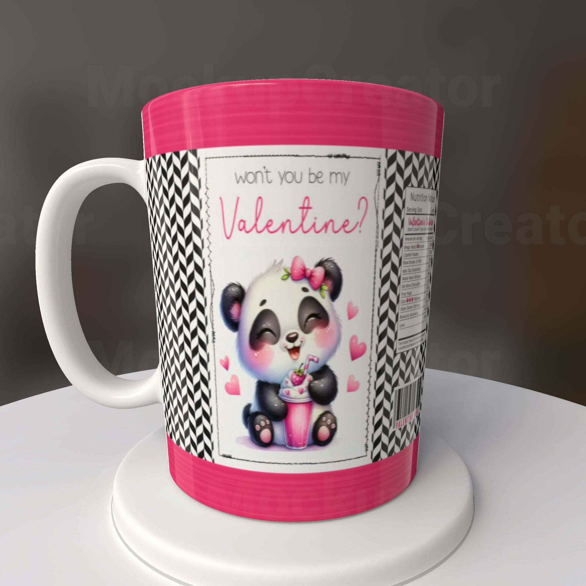 Won't You Be My Valentine Panda Mug or Tumbler