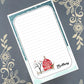Personalized Winter Barn Notepad, Deer and Cardinals