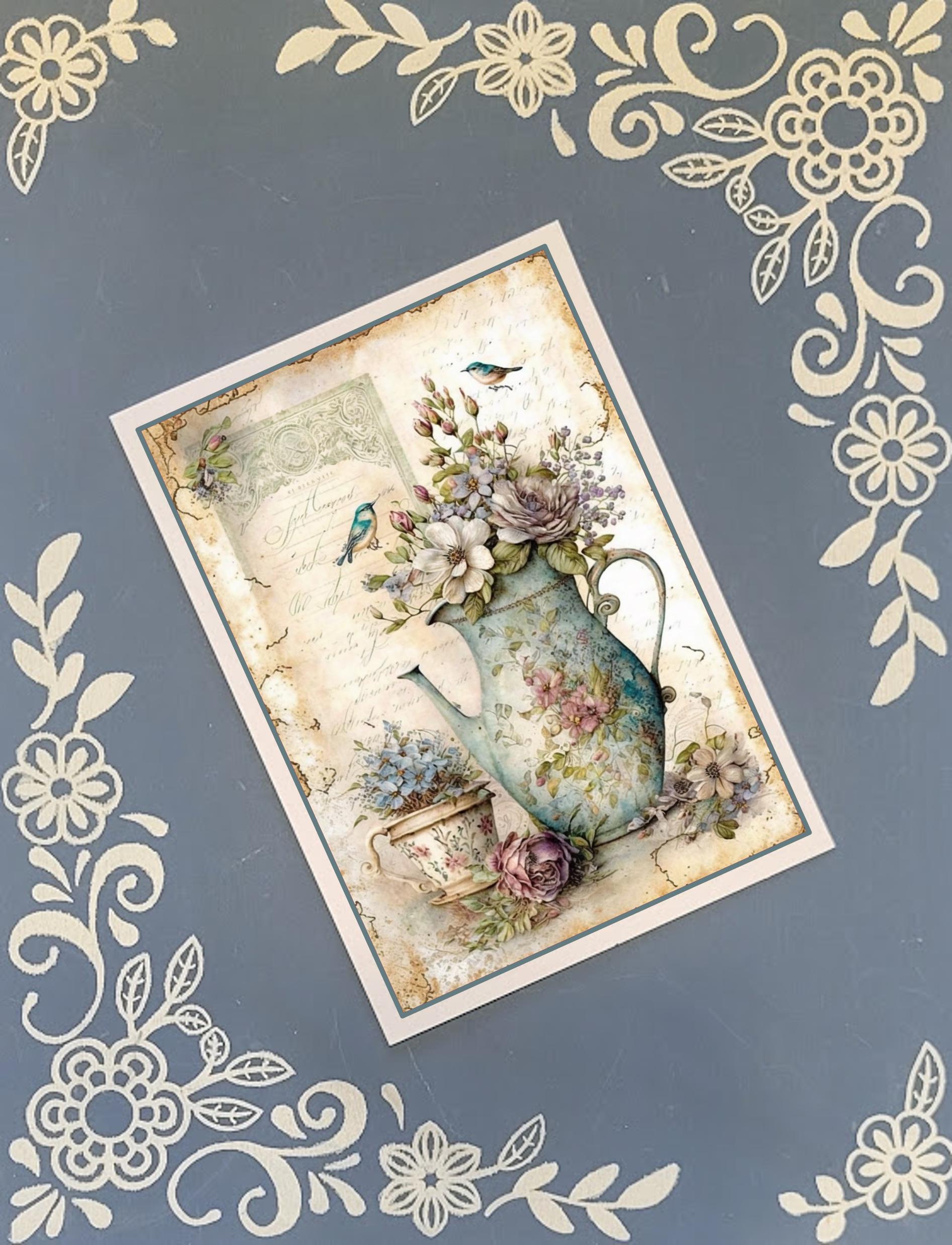 Floral Bird Greeting Card Bundle, 5x7 with Envelopes